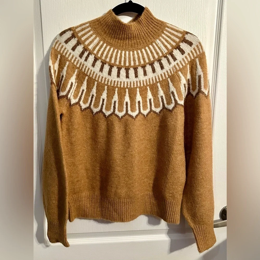 NWT Nordstrom Vero Moda Simone High Neck Nordic Sweater Blouse - Small - Picture 2 of 5